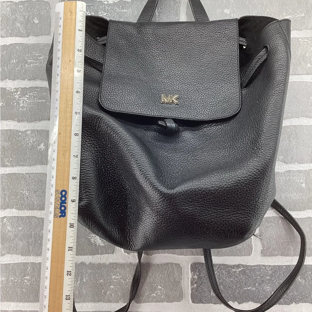 Michael Kora Black Junie Medium Pebbled‎ Leather Backpack